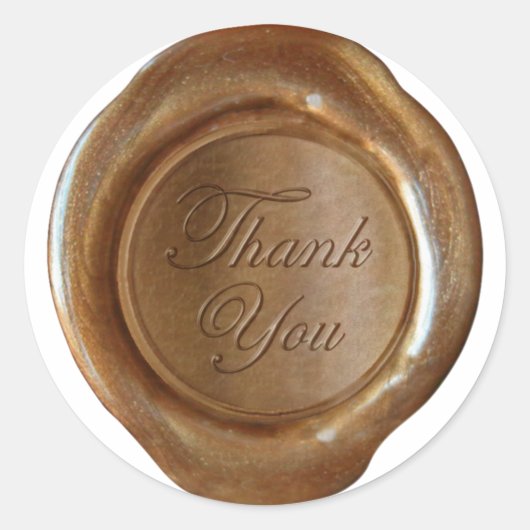Faux Wax Seals - Koperscript - Dank u Ronde Sticker (Voorkant)