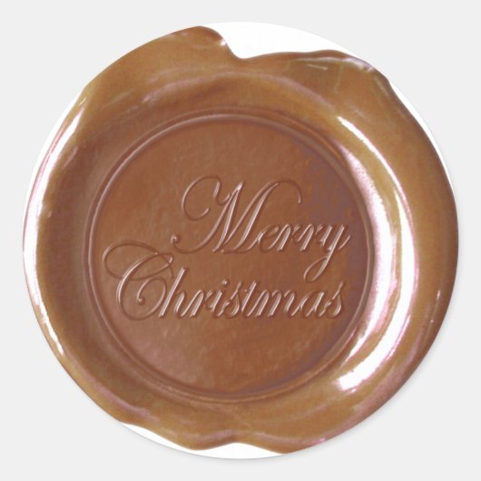 Faux Wax Seals - Lt Brown Script - Vrolijk kerstfe Ronde Sticker (Voorkant)