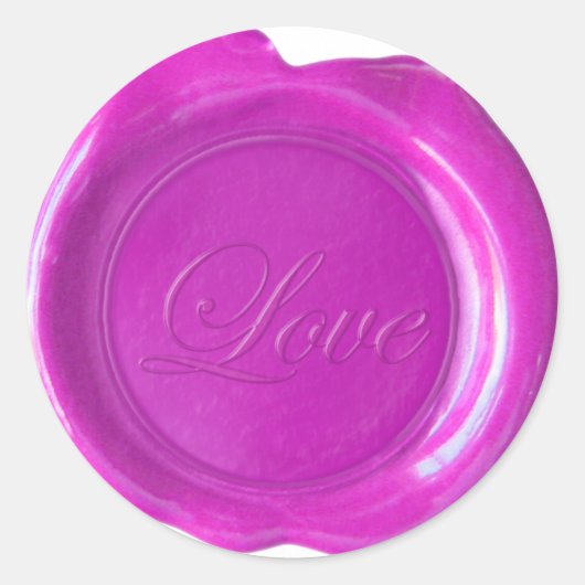 Faux Wax Seals - Magenta Script - Liefde Ronde Sticker (Voorkant)