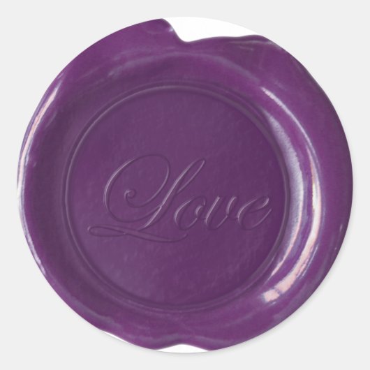 Faux Wax Seals - Pruimenschrift - Liefde Ronde Sticker (Voorkant)