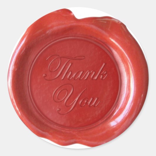 Faux Wax Seals - Rood Script - Dank je Ronde Sticker (Voorkant)