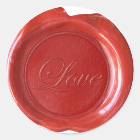 Faux Wax Seals - Rood Script - Liefde Ronde Sticker (Voorkant)