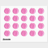 Faux Wax Seals - Roze Script - Dank je Ronde Sticker (Vel)