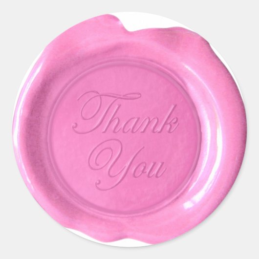 Faux Wax Seals - Roze Script - Dank je Ronde Sticker (Voorkant)