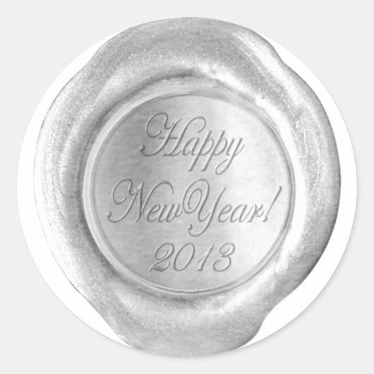 Faux Wax Seals - Silver Script - HappyNewYear 2013 Ronde Sticker (Voorkant)