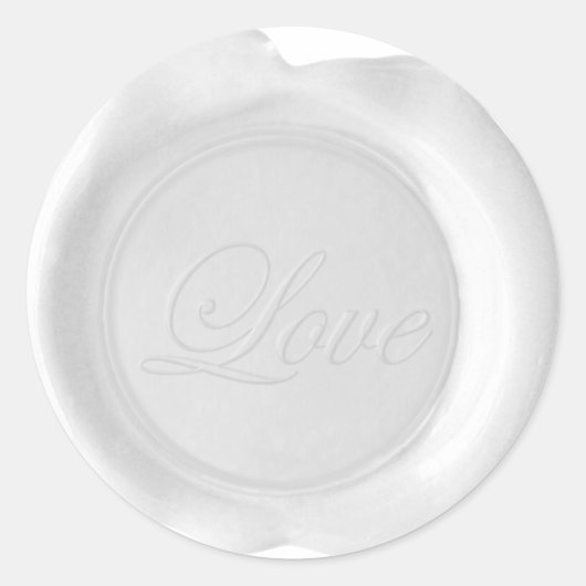 Faux Wax Seals - Wit Script - Liefde Ronde Sticker (Voorkant)