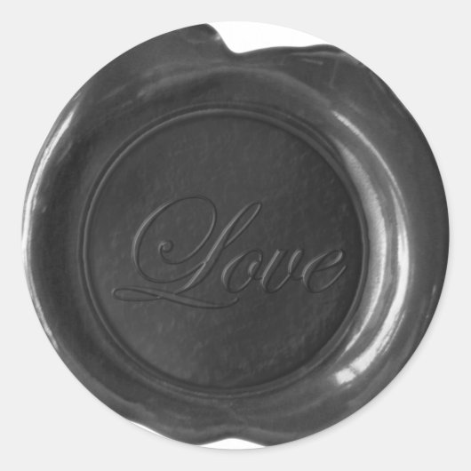 Faux Wax Seals - Zwart Script - Liefde Ronde Sticker (Voorkant)
