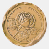 Faux Wax Stamp Envelope Seal Gold Roos Flower Ronde Sticker (Voorkant)