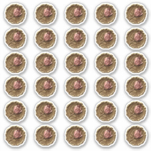Faux Wax Stamp Envelope Seal Goud Roze Rose Bloem Sticker