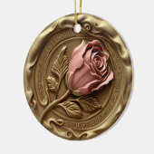 Faux Wax Stamp Gold Pink Rose Flower Anniversary Keramisch Ornament (Links)