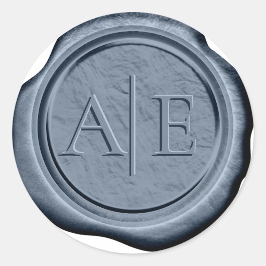 Faux Wax Wedding Initialen Donkerblauw ID1022 Ronde Sticker (Voorkant)