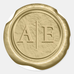Faux Wax Wedding Initialen Gold Flax ID871 Ronde Sticker