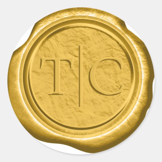 Faux Wax Wedding Initialen Goud ID954 Ronde Sticker (Voorkant)