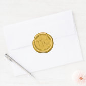 Faux Wax Wedding Initialen Goud ID954 Ronde Sticker (Envelop)