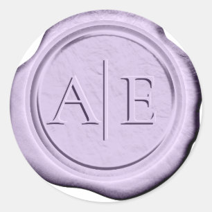 Faux Wax Wedding Initialen Lavendel ID990 Ronde Sticker