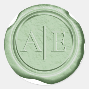 Faux Wax Wedding Initialen Moss Green ID956 Ronde Sticker