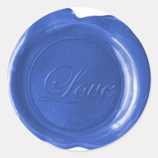 Faux wax-zegels - Blauw script - Liefde Ronde Sticker (Voorkant)