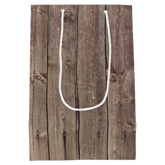 Faux Weathered Barn Wood Boards Medium Cadeauzakje (Achterkant)