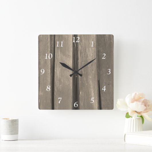 Faux Weathered Barn Wood Square Clock Vierkante Klok (Huis)
