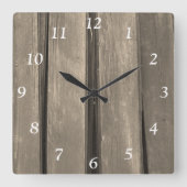 Faux Weathered Barn Wood Square Clock Vierkante Klok (Voorkant)