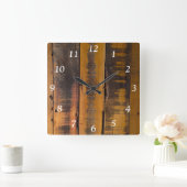 Faux Weathered Barn Wood Vierkante Klok (Huis)