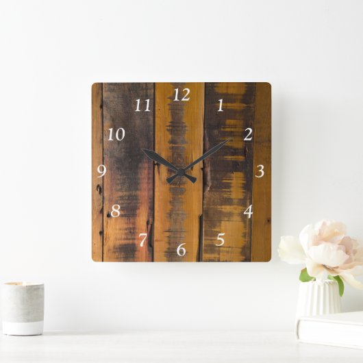 Faux Weathered Barn Wood Vierkante Klok (Huis)