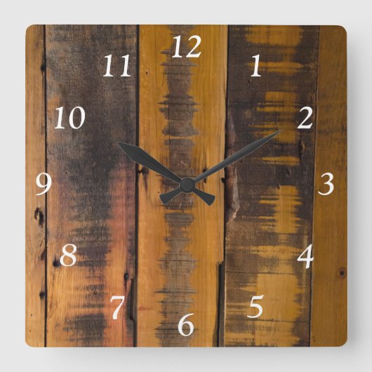 Faux Weathered Barn Wood Vierkante Klok (Voorkant)