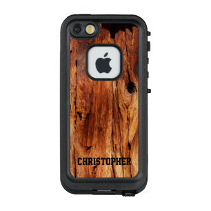 Faux Weathered Wood LifeProof® Phone Case w. Naam LifeProof FRÄ’ iPhone SE/5/5s Hoesje