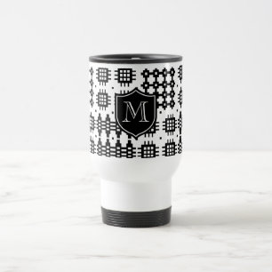 Faux Welsh Tapestry Pattern Monogram Black, White Reisbeker