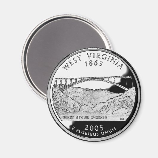 Faux West Virginia State Quarter Magneet (Voorkant / Achterkant)