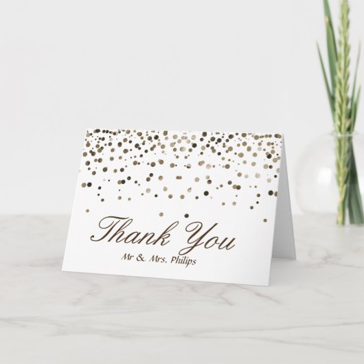 Faux Whit Folie Confetti Elegant Sparkles Bedankt (Voorkant)