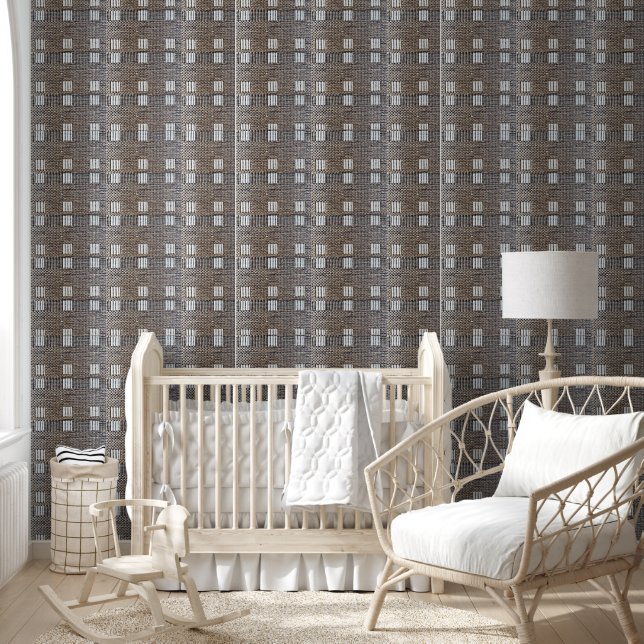Faux White & Beige Weave Uiterlijk Wallpaper Behang (Kinderen)
