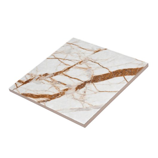 Faux White Brown Marble Stone Ceramic Tegel Tegeltje (Zijkant)