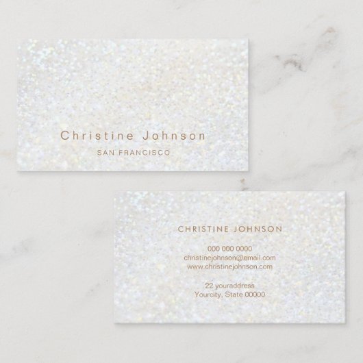 Faux White Glitter-effect Visitekaartje (Voorkant / Achterkant)