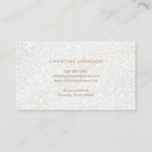 Faux White Glitter-effect Visitekaartje (Achterkant)