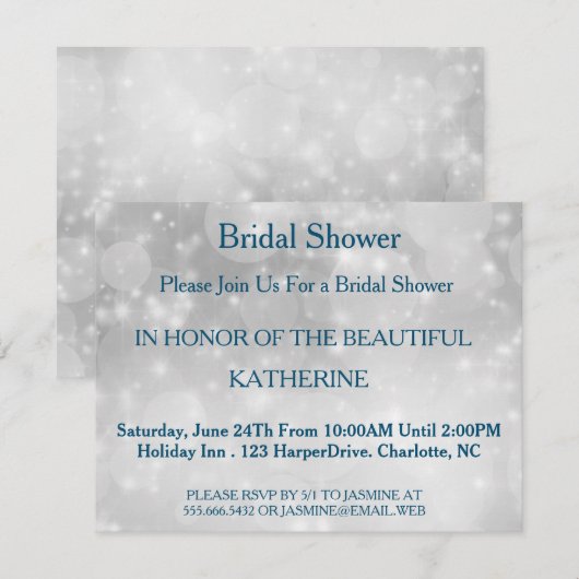 Faux White Glittering Fab Confetti Sparkles Stippe Kaart (Voorkant / Achterkant)