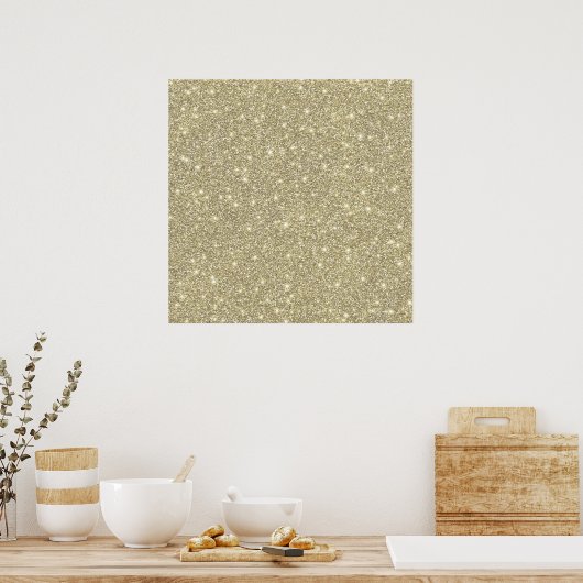 Faux White Gold Glitter Elegant Chic Poster (Keuken)