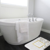 Faux White Leather Marble Monogram Badmat