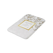 Faux White Leather Marble Monogram Badmat (Gekanteld)