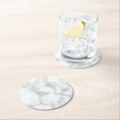 Faux White Marble Ronde Kartonnen Onderzetter (Insitu)