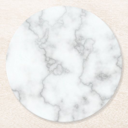 Faux White Marble Ronde Kartonnen Onderzetter (Voorkant)