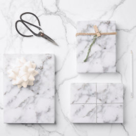 Faux White Marble Texture Inpakpapier Vel