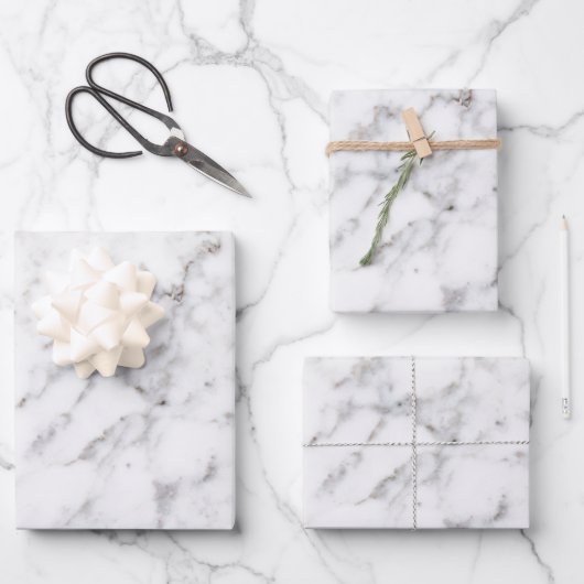 Faux White Marble Texture Inpakpapier Vel (Voorkant)