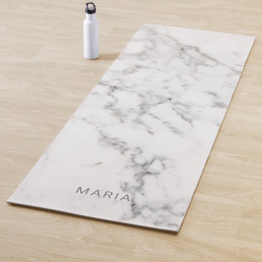 Faux White Marble Texture look-like & Custom Name Yogamat (In situ)