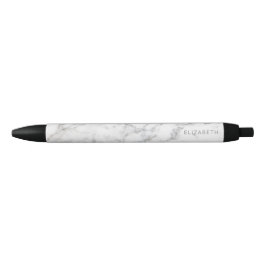 Faux White Marble Texture look-like & Custom Name Zwarte Inkt Pen