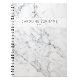 Faux White Marble Texture look-like & Custom Text Notitieboek