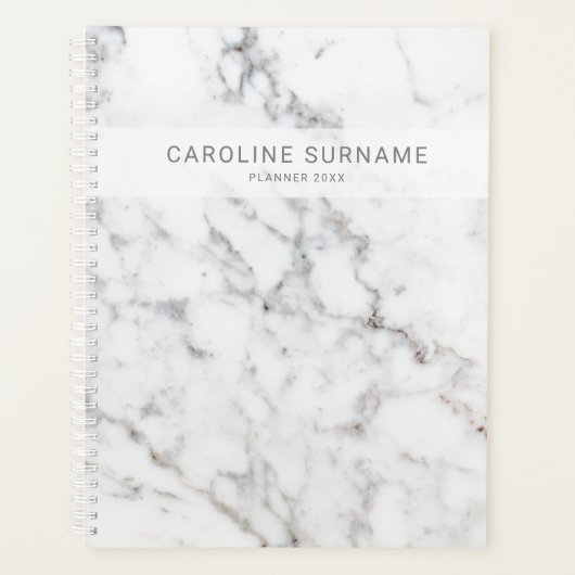 Faux White Marble Texture look-like & Custom Text Planner (Voorkant)