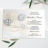 Faux White Pearl and Diamond Buttonnen Wedding Kaart