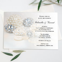 Faux White Pearl and Diamond Buttonnen Wedding Kaart