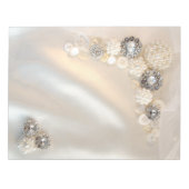 Faux White Pearl and Diamond Buttonnen Wedding Notitieblok (Voorkant)